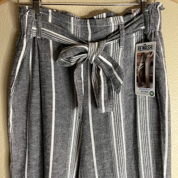 REWASH PAPERBAG WAIST WIDE LEG TROUSER - WHITE/BLACK Size L - Picture 4 of 10